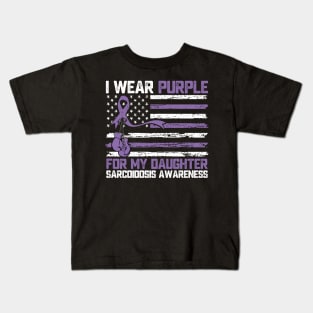 I Wear Purple for My Daughter – Sarcoidosis Awareness Month Family Support Design Kids T-Shirt
